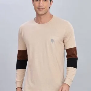 RFS09||MARRON CREAM|| Full Sleeve Round Neck T-Shirt