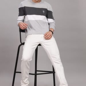 RFS010 || GREY STRIPES || Full Sleeve Round Neck T-Shirt